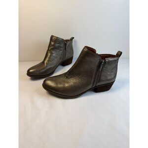 Lucky Brand Basel Ankle Booties Womens Size 8.5W Metallic Pewter Block Heel